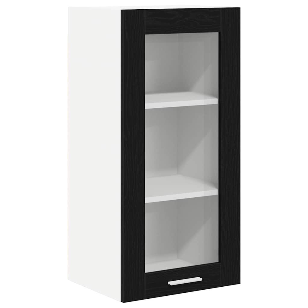 Hanging Cabinet with Shelf Riga 2 pcs Black Oak 40 x 31 x 80 cm