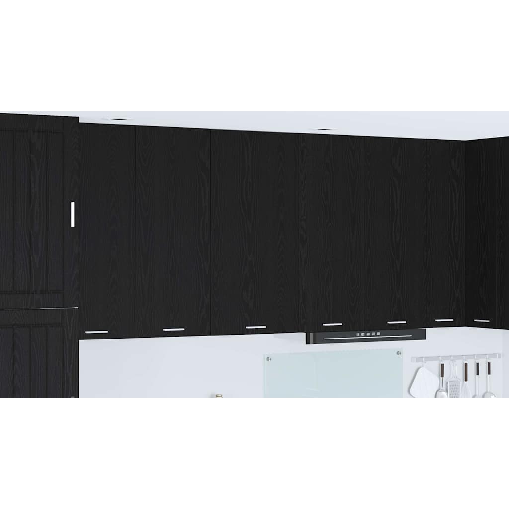 Hanging Cabinet with Door Black Oak and White 50 x 31 x 100 cm