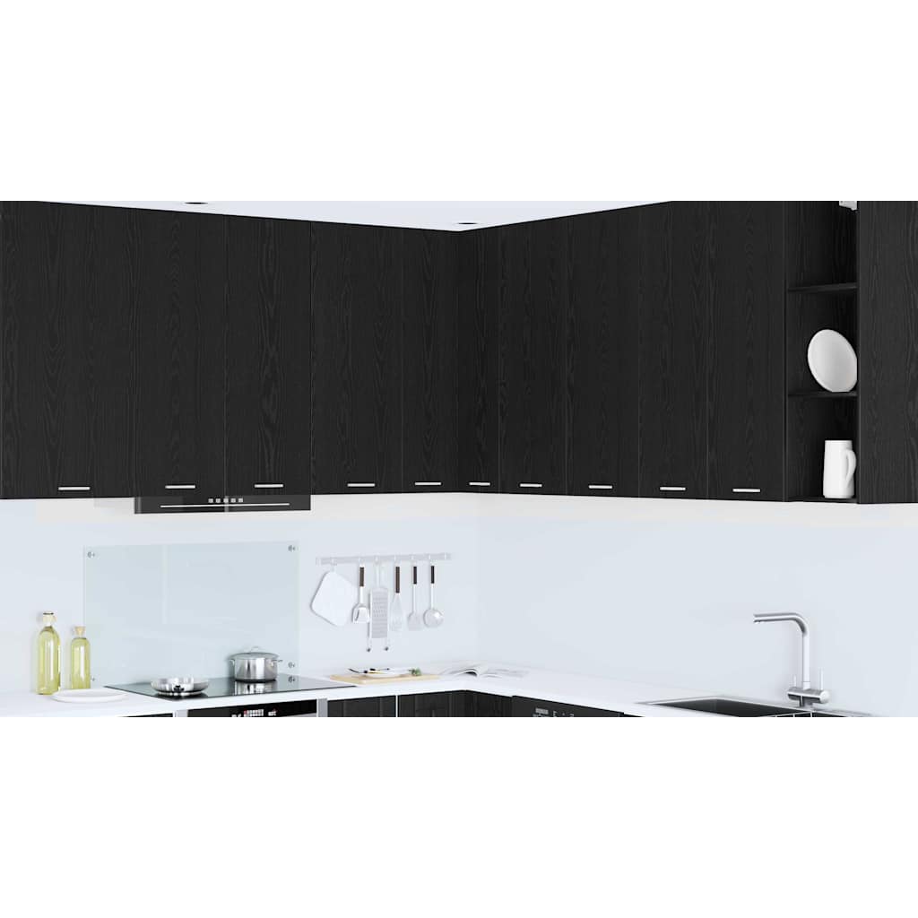 Hanging Cabinet with Door Black Oak and White 57 x 57 x 100 cm