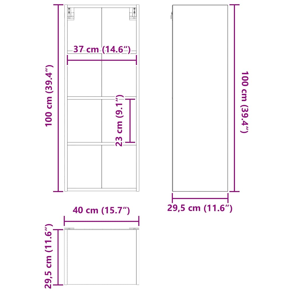 Hanging Cabinet White 40 x 29,5 x 100 cm Engineered Wood