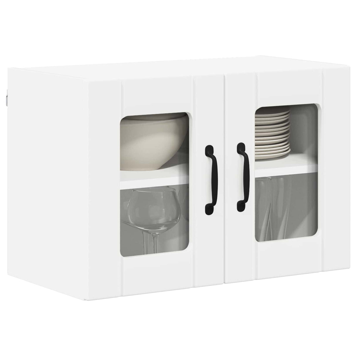 Wall Glass Cabinet LUCCA 2 pcs White Engineered Wood