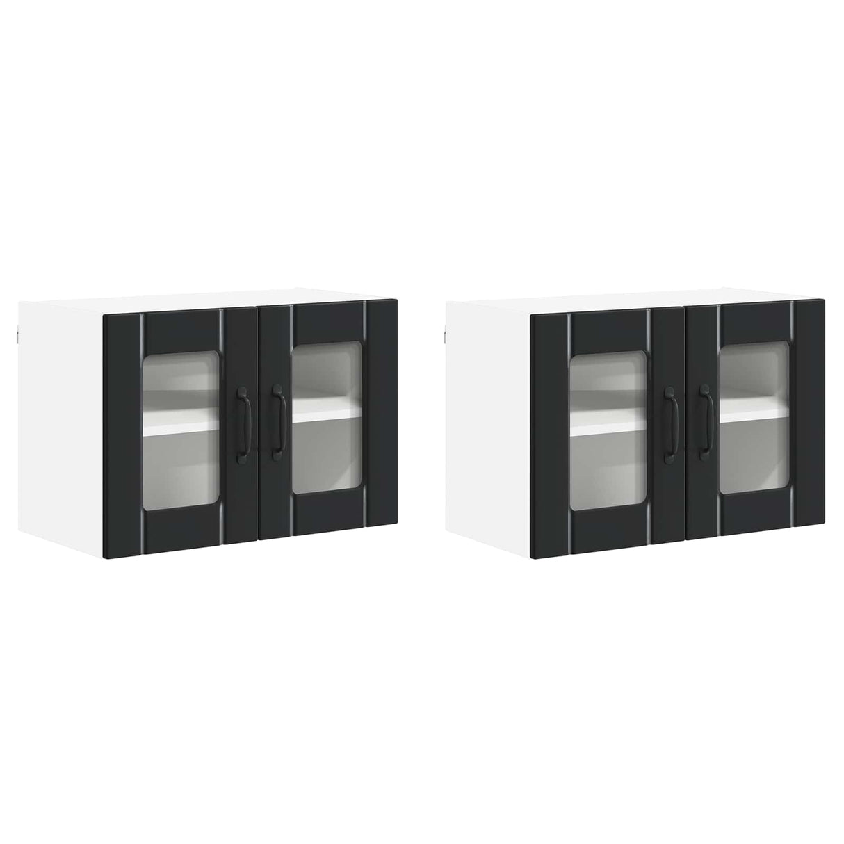 Wall Glass Cabinet LUCCA 2 pcs Black 60 x 31 x 40 cm