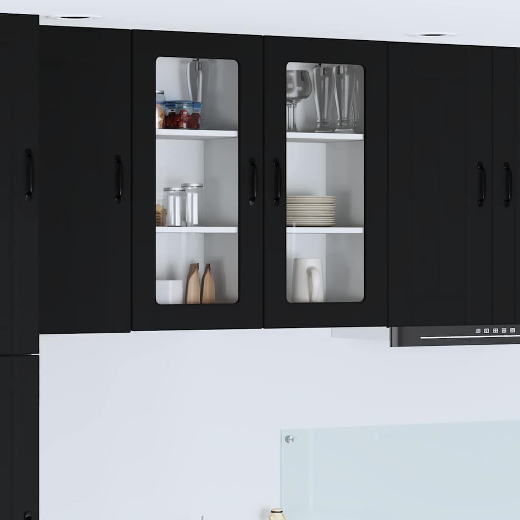 Kitchen Wall Cabinet with Shelf 2 pcs Black 40 x 31 x 80 cm