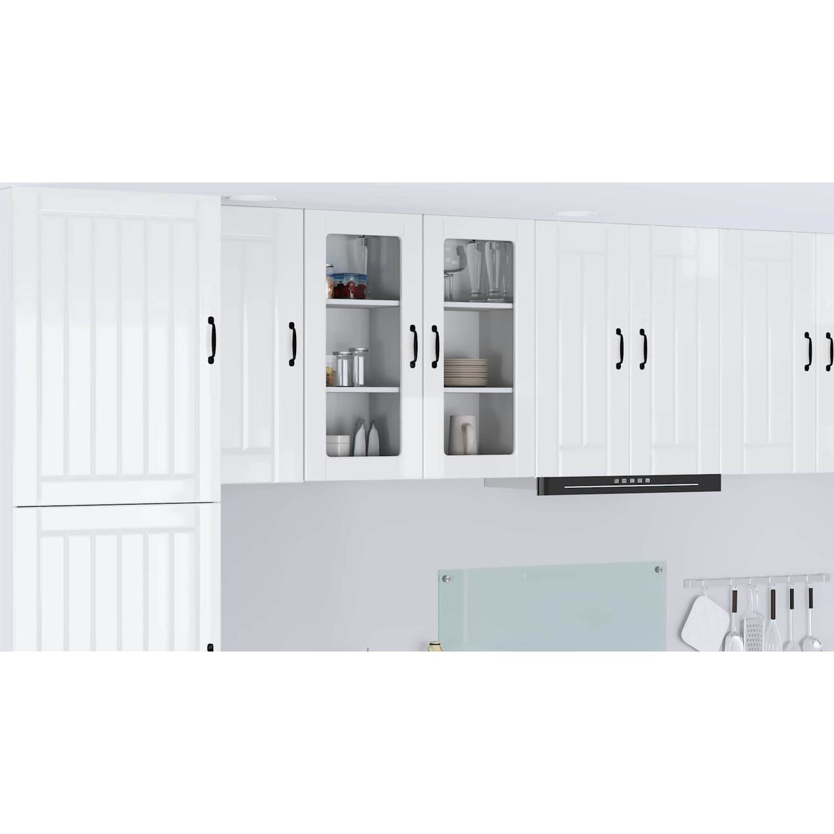 Wall Glass Cabinet LUCCA High Gloss White 40 x 31 x 80 cm