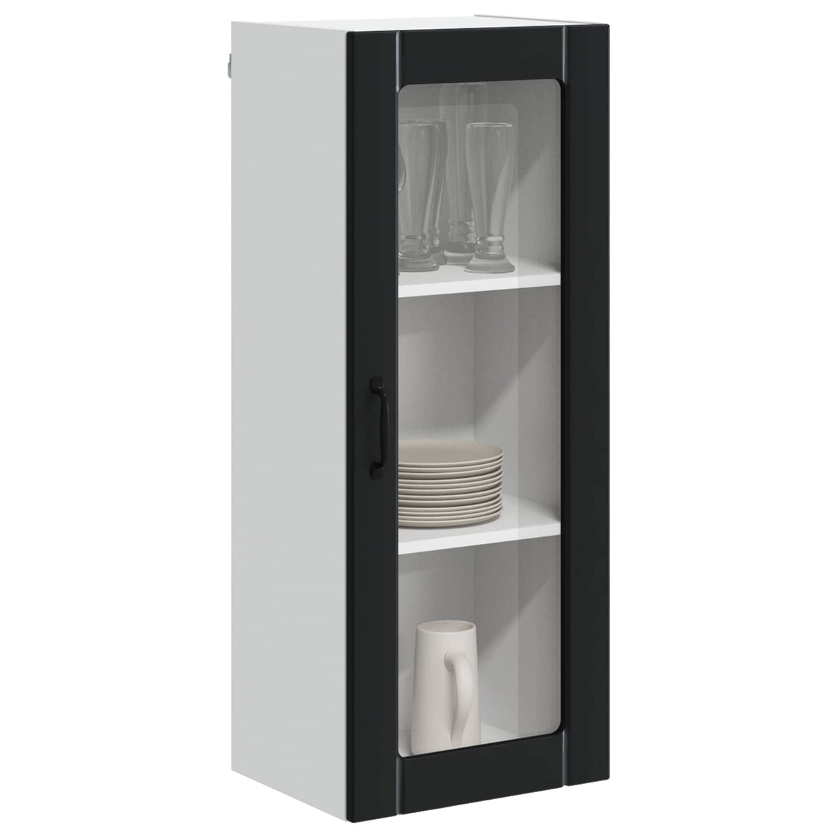 Wall Glass Cabinet LUCCA Black 40 x 31 x 100 cm Engineered Wood