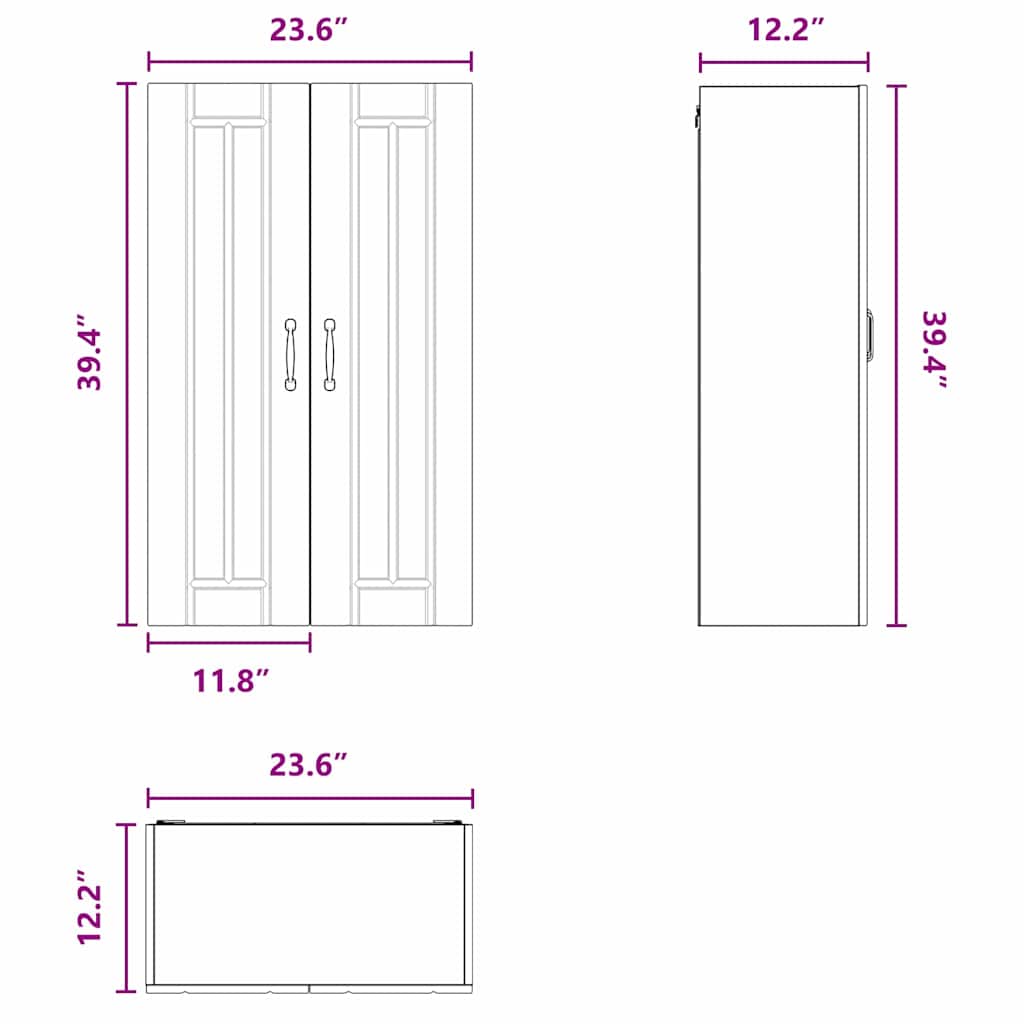 Wall Cabinet LUCCA Black 60 x 31 x 100 cm Engineered Wood