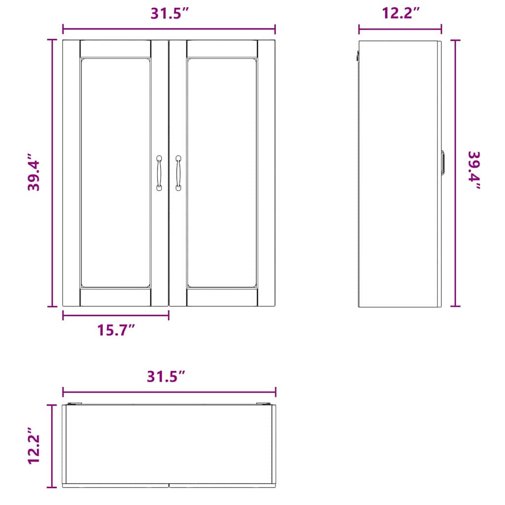 Wall Glass Cabinet LUCCA Black 80 x 31 x 100 cm Engineered Wood