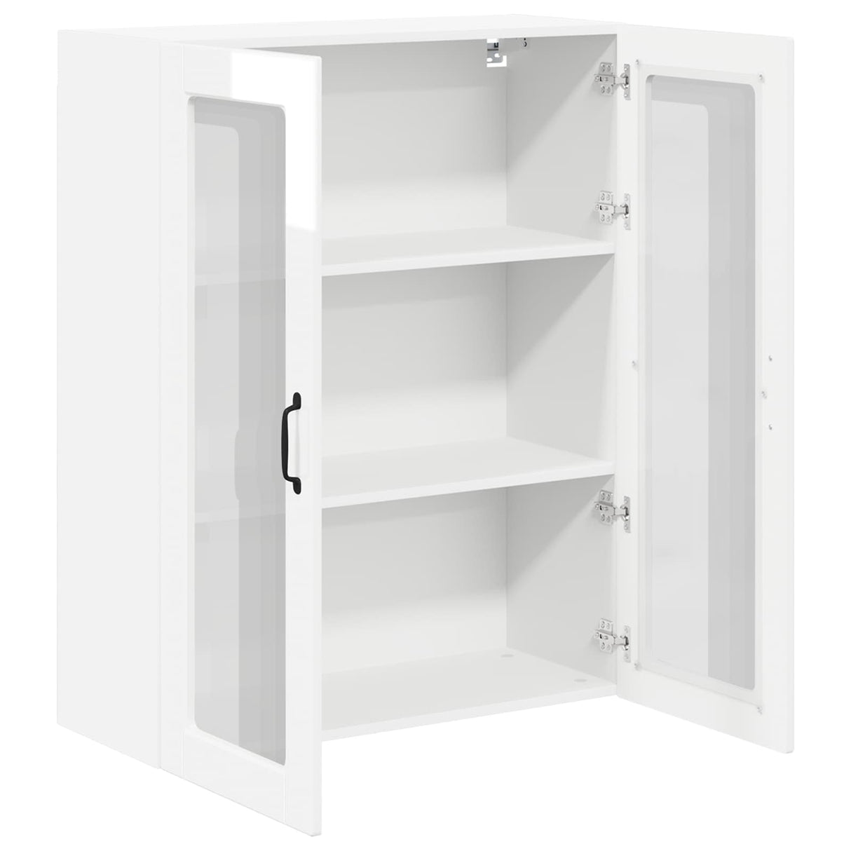 Wall Glass Cabinet LUCCA High Gloss White 80 x 31 x 100 cm