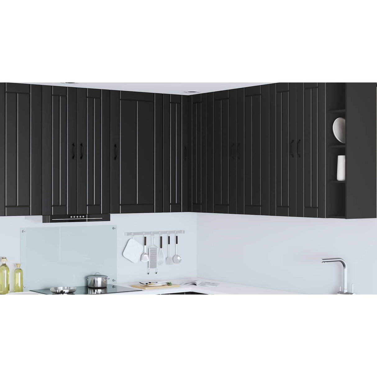 Wall Corner Cabinet LUCCA Black 57 x 57 x 100 cm
