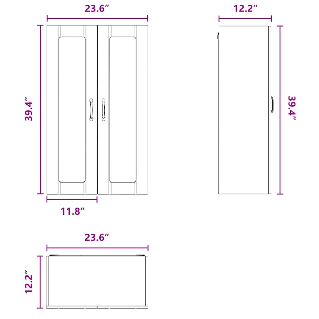 Wall Glass Cabinet LUCCA White 60 x 31 x 100 cm Engineered Wood
