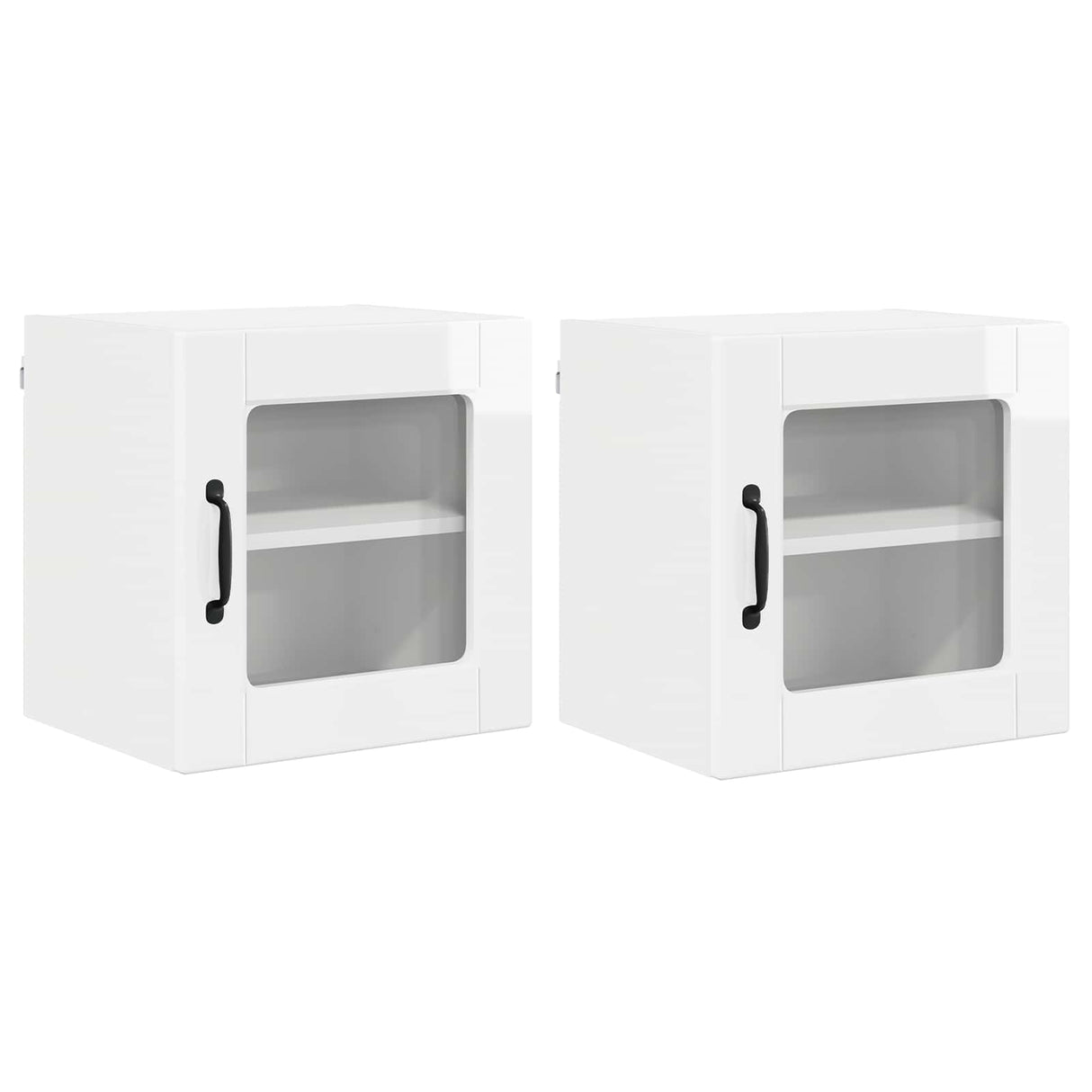 Wall Glass Cabinet PORTO 2 pcs High Gloss White 40 x 31 x 40 cm