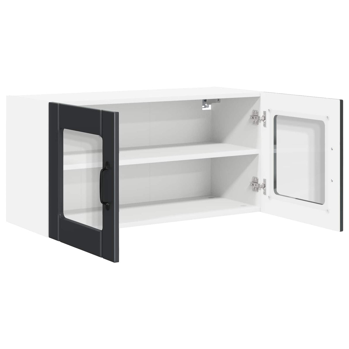 Wall Glass Cabinet PORTO Black 80 x 31 x 40 cm Engineered Wood