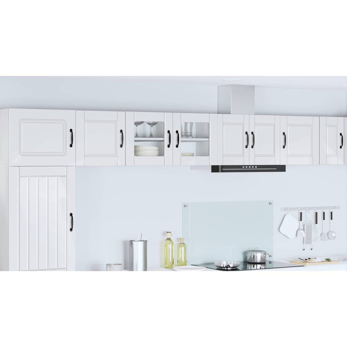 Wall Glass Cabinet PORTO High Gloss White 80 x 31 x 40 cm
