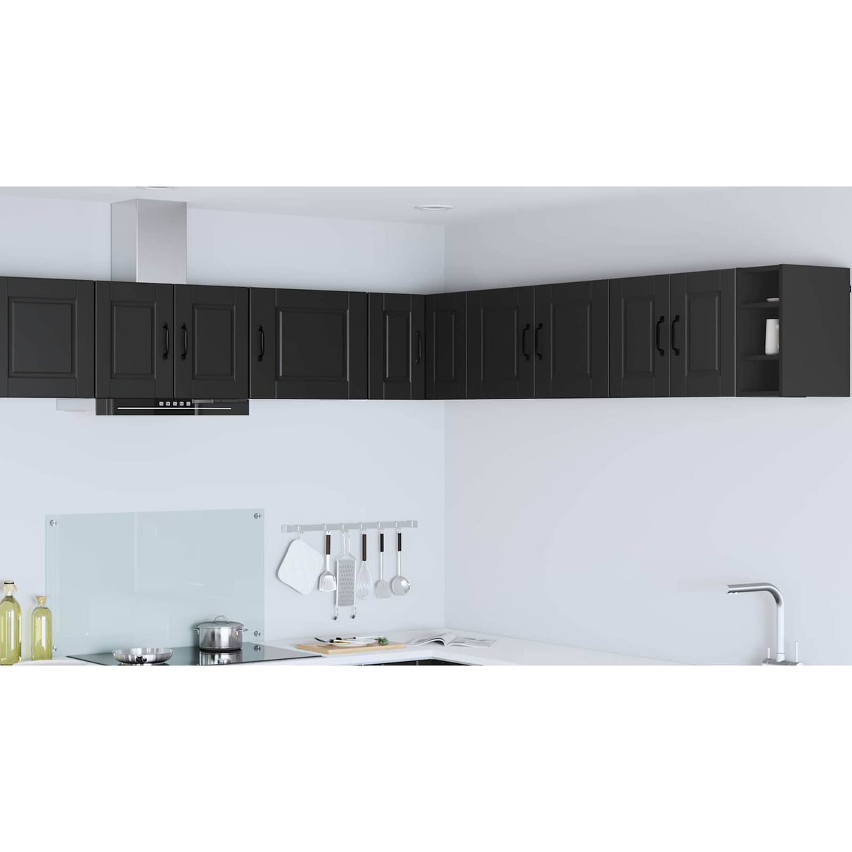 Wall Corner Cabinet PORTO Black 57 x 57 x 40 cm Engineered Wood
