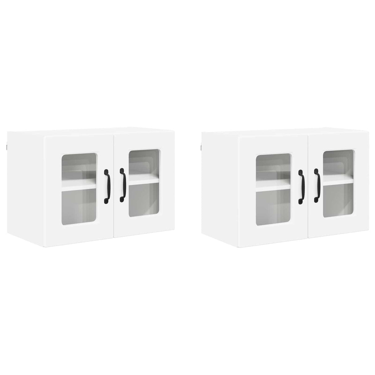 Wall Glass Cabinet PORTO 2 pcs White 60 x 31 x 40 cm