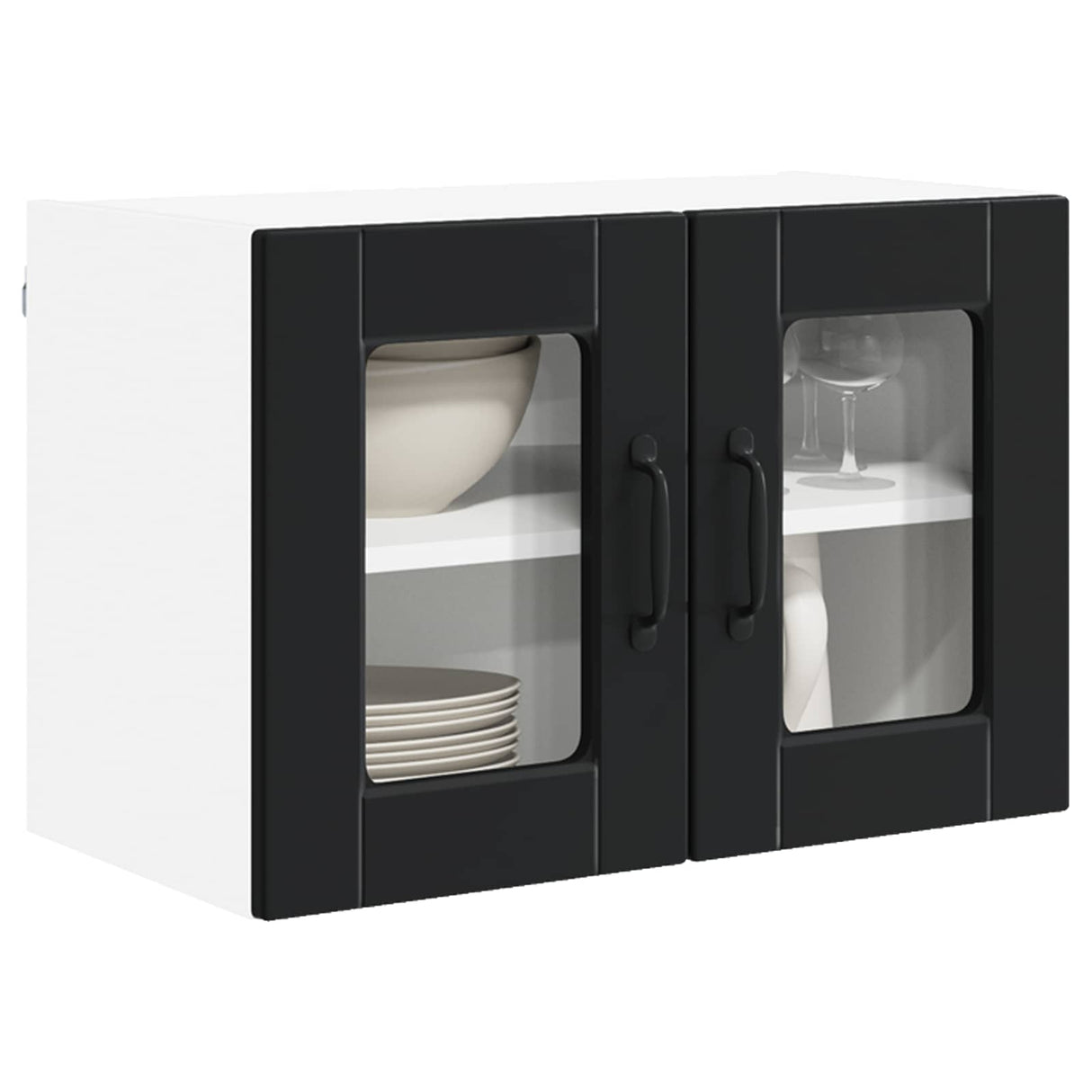 Wall Glass Cabinet PORTO 2 pcs Black 60 x 31 x 40 cm