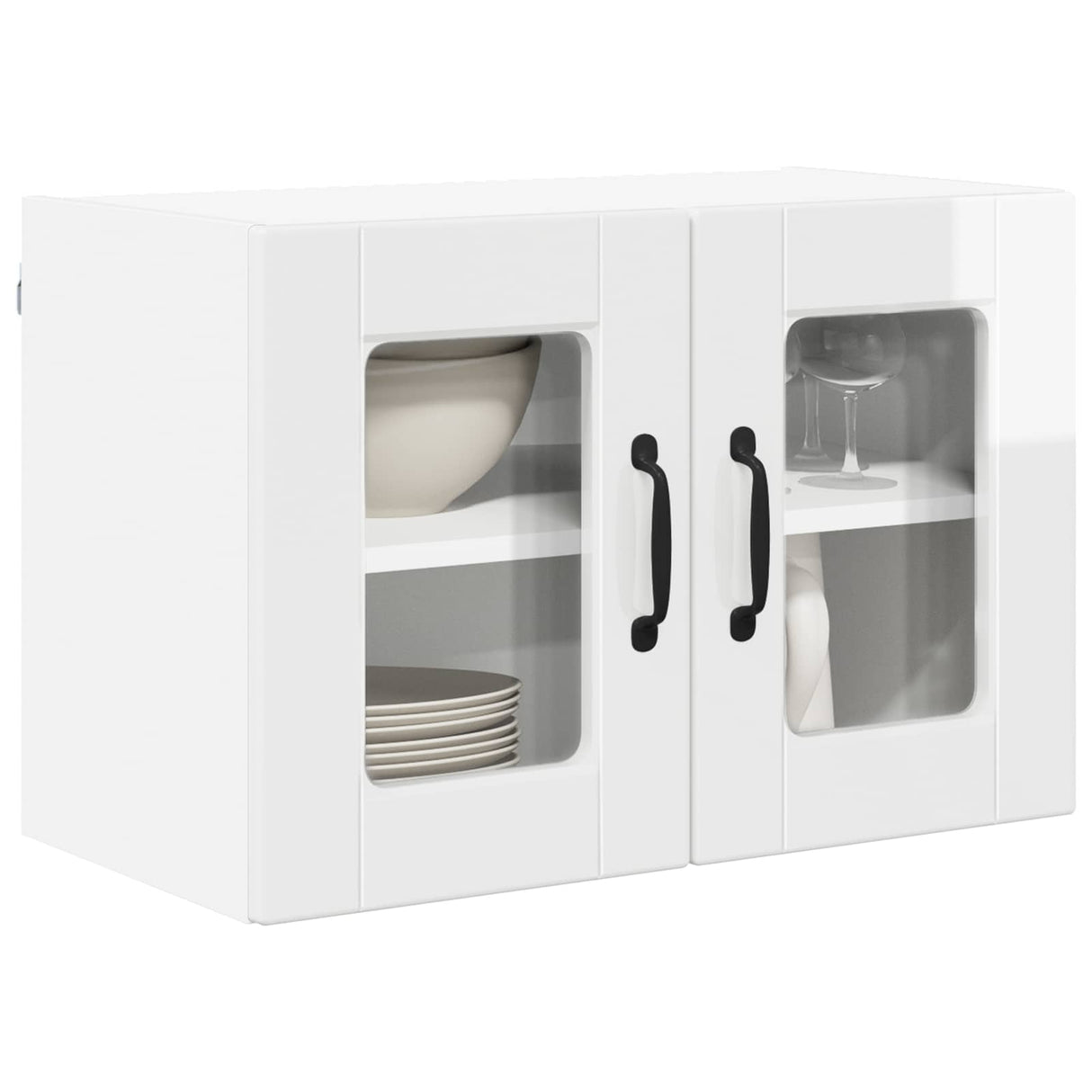 Wall Glass Cabinet PORTO 2 pcs High Gloss White 60 x 31 x 40 cm