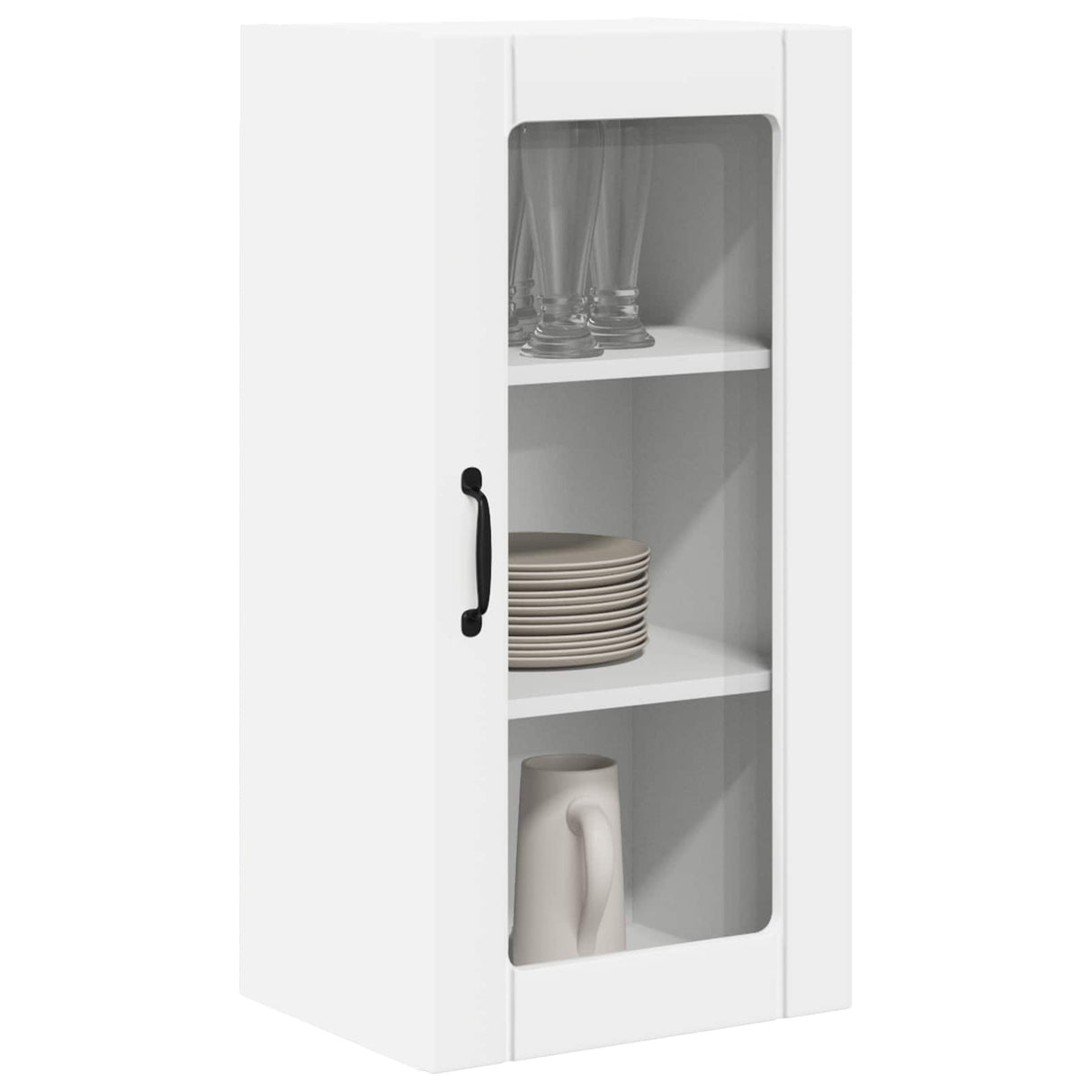 Wall Glass Cabinet PORTO White 40 x 31 x 80 cm Engineered Wood