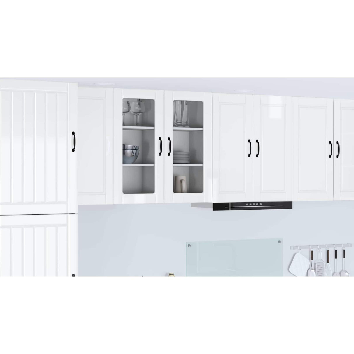 Wall Glass Cabinet PORTO High Gloss White 40 x 31 x 80 cm