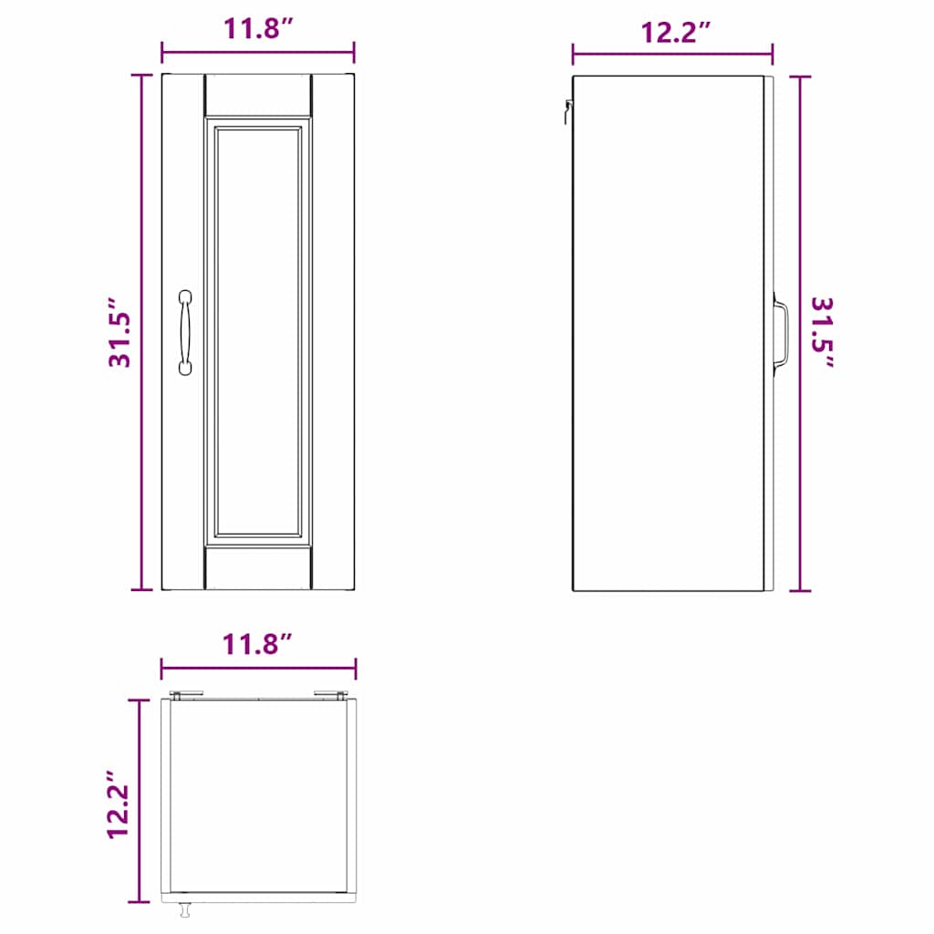 Wall Cabinet PORTO White 30 x 31 x 80 cm Engineered Wood