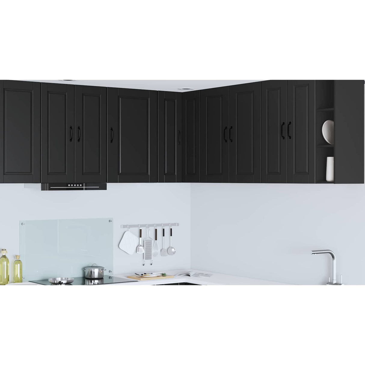 Wall Corner Cabinet PORTO Black 57 x 57 x 80 cm Engineered Wood
