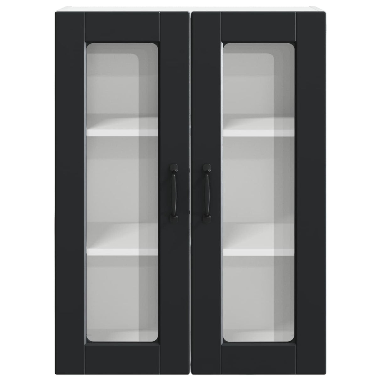Wall Glass Cabinet PORTO Black 60 x 31 x 80 cm Engineered Wood