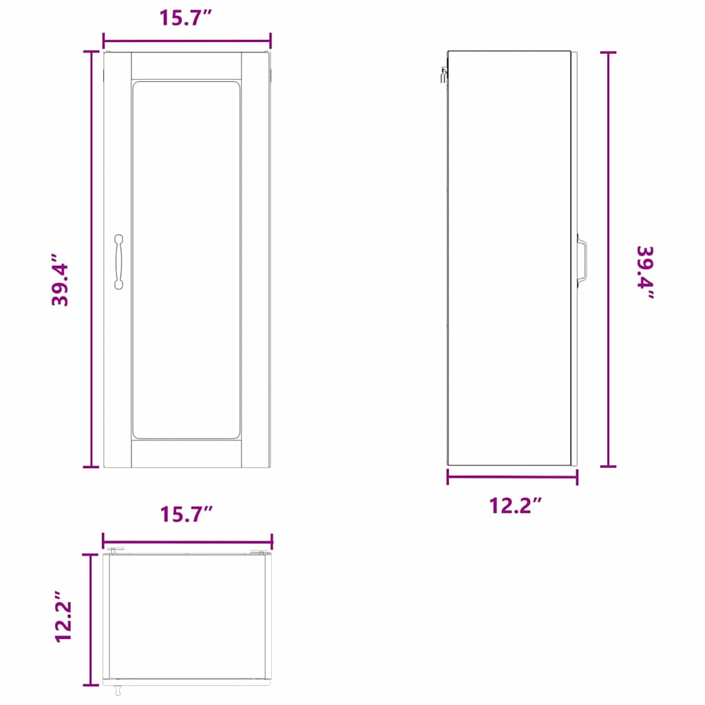Wall Glass Cabinet PORTO Black 40 x 31 x 100 cm Engineered Wood