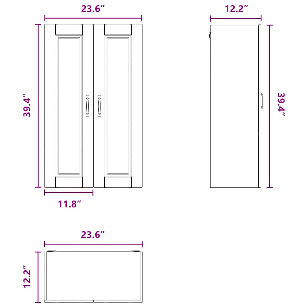 Wall Cabinet PORTO Black 60 x 31 x 100 cm Engineered Wood