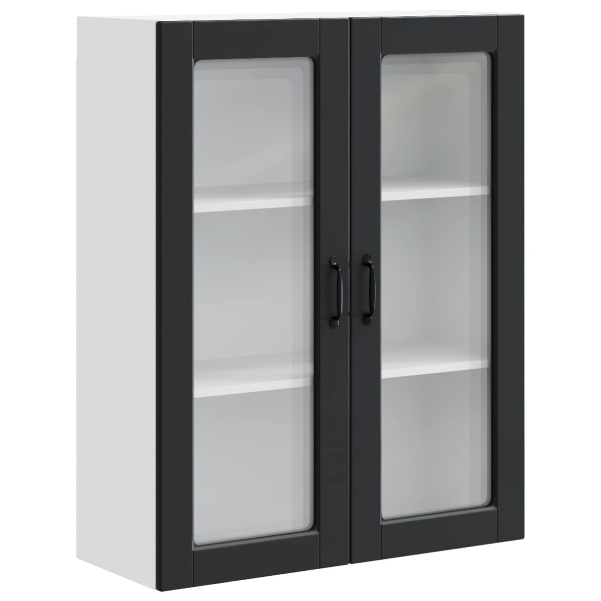 Wall Glass Cabinet PORTO Black 80 x 31 x 100 cm Engineered Wood