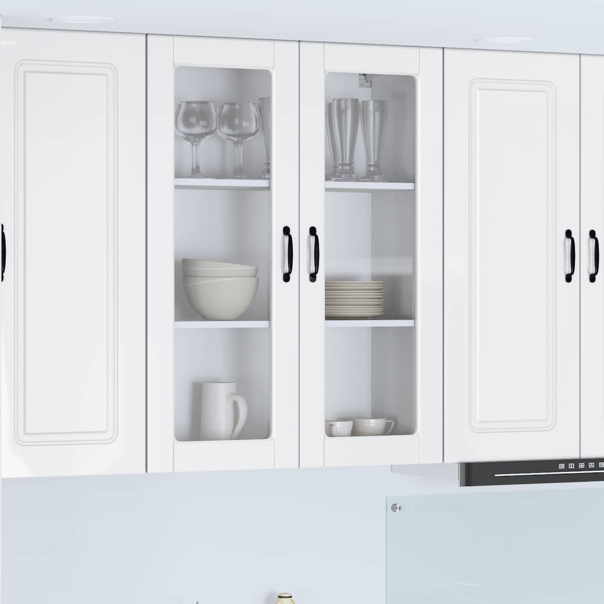 Wall Glass Cabinet PORTO High Gloss White 80 x 31 x 100 cm