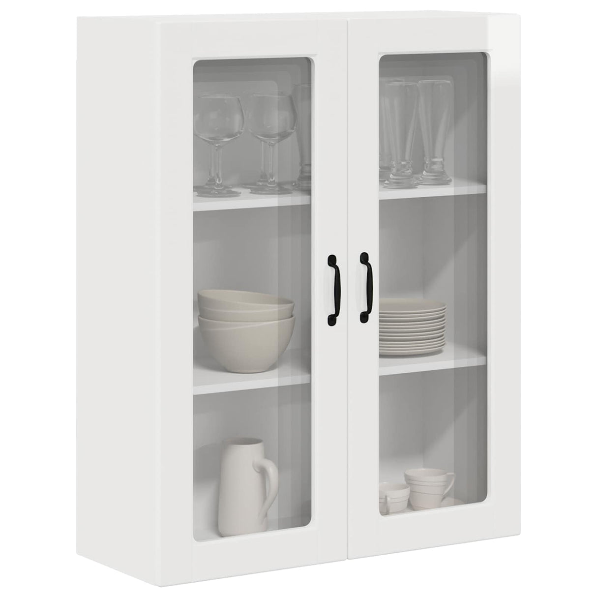 Wall Glass Cabinet PORTO High Gloss White 80 x 31 x 100 cm