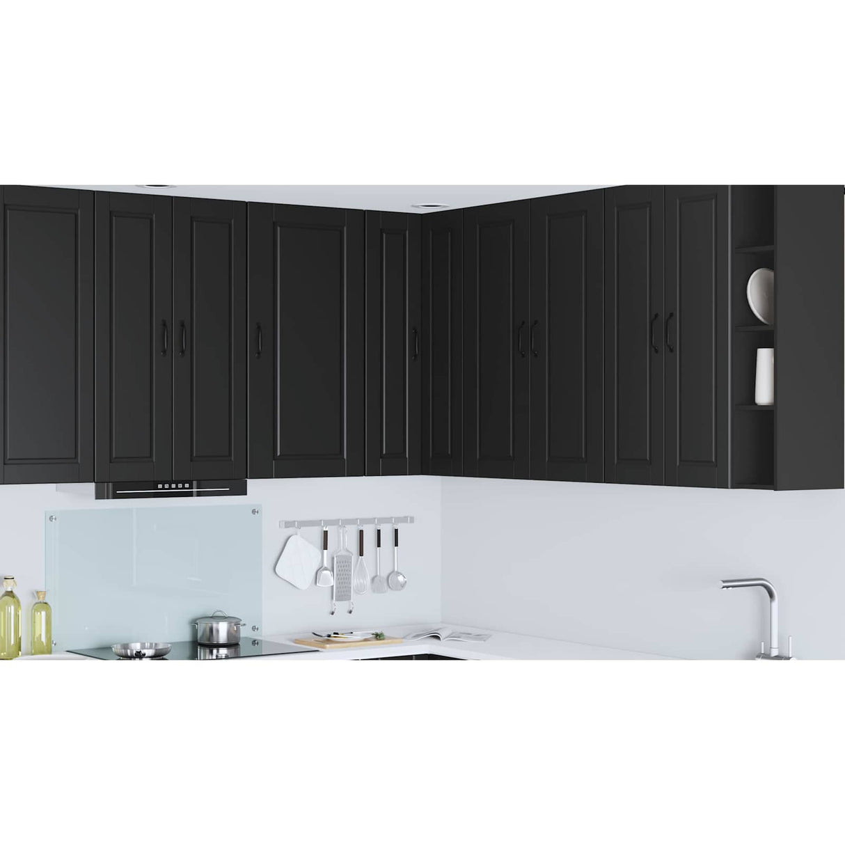 Wall Corner Cabinet PORTO Black 57 x 57 x 100 cm