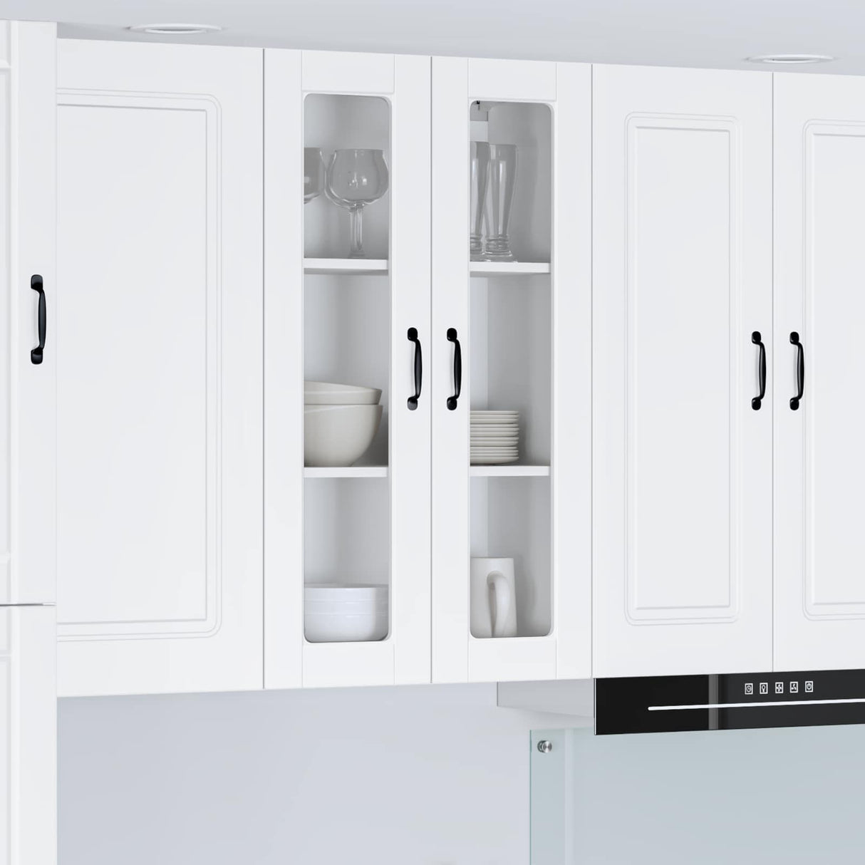 Wall Glass Cabinet PORTO White 60 x 31 x 100 cm Engineered Wood