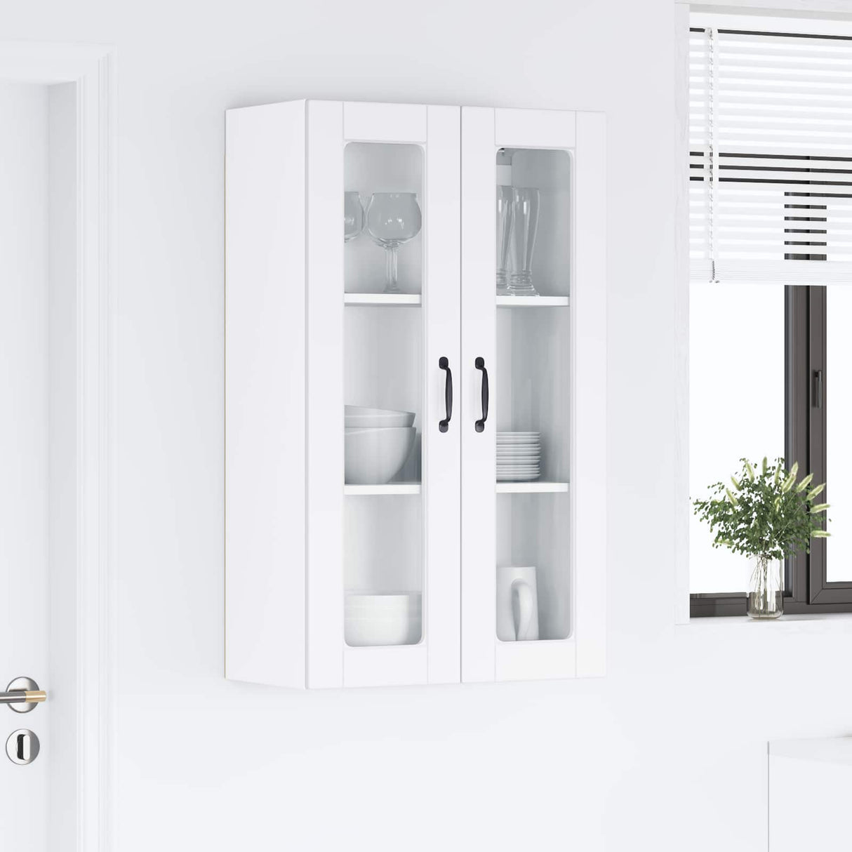 Wall Glass Cabinet PORTO White 60 x 31 x 100 cm Engineered Wood
