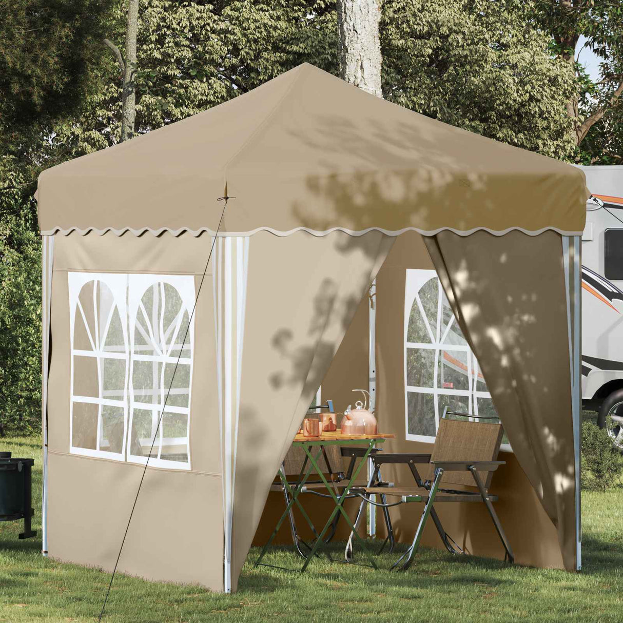 Pop-up Party Tent 195 x 195 x 245 cm Cream Oxford Fabric
