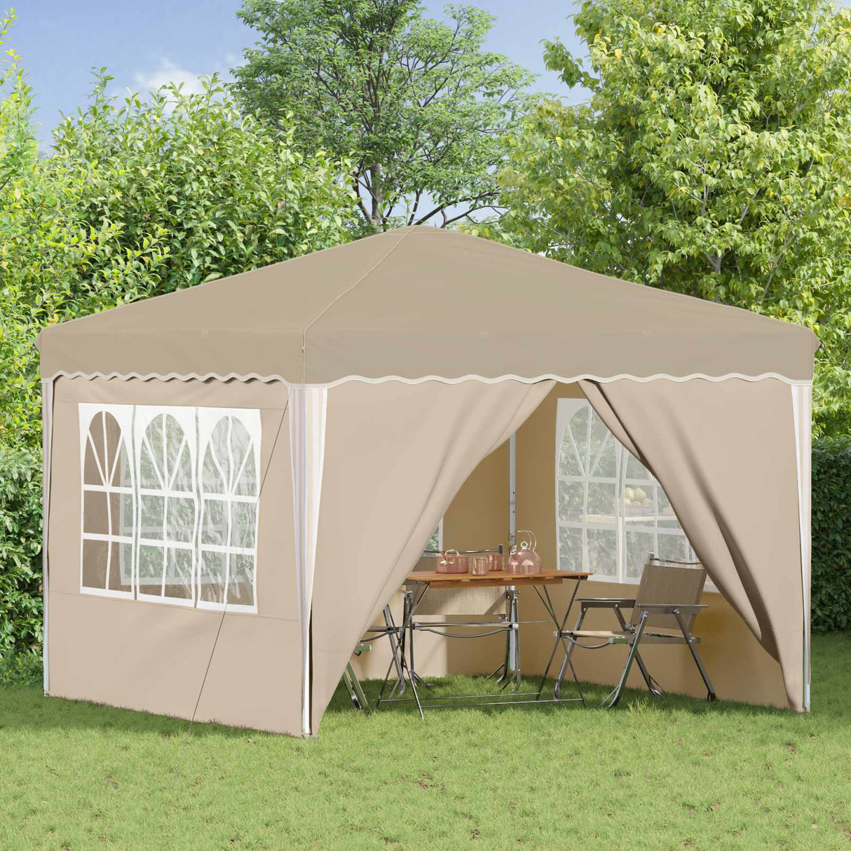 Pop-up Party Tent 288 x 288 x 245 cm Cream Oxford Fabric