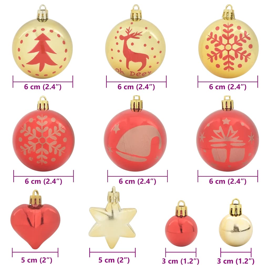 Christmas Bauble Set 40 pcs Gold and Red Plastic