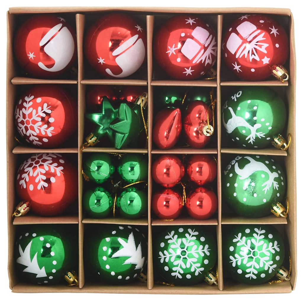 Christmas Bauble Set 40 pcs Gold and Red Plastic
