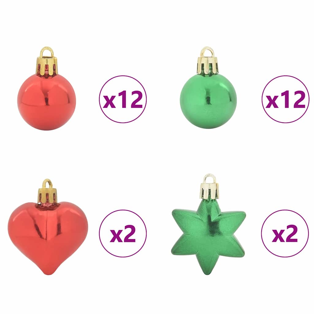 Christmas Bauble Set 40 pcs Red and Green Plastic