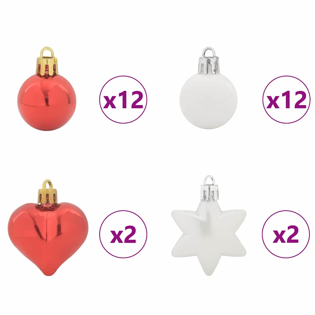 Christmas Bauble Set 40 pcs Red and White Plastic