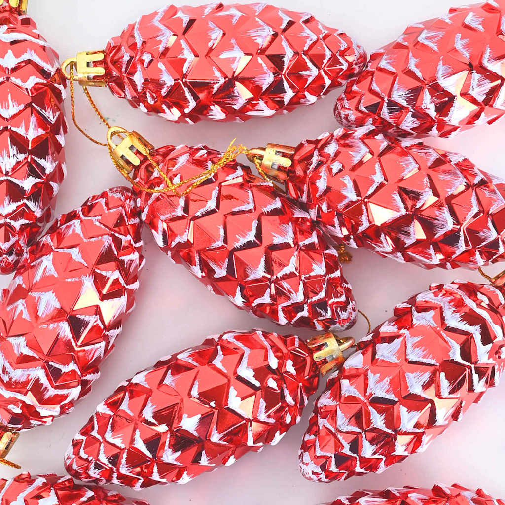 Christmas Pine Cone Ball 40 pcs Red
