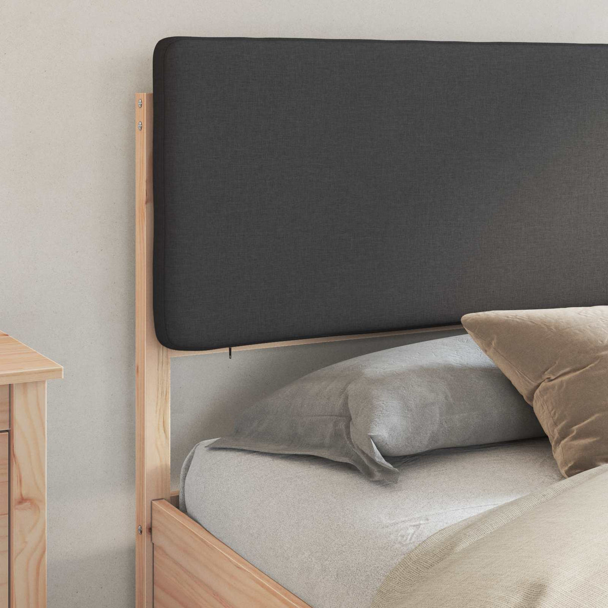 Bed Frame with Upholstered Headboard Dark Grey 180 x 200 cm