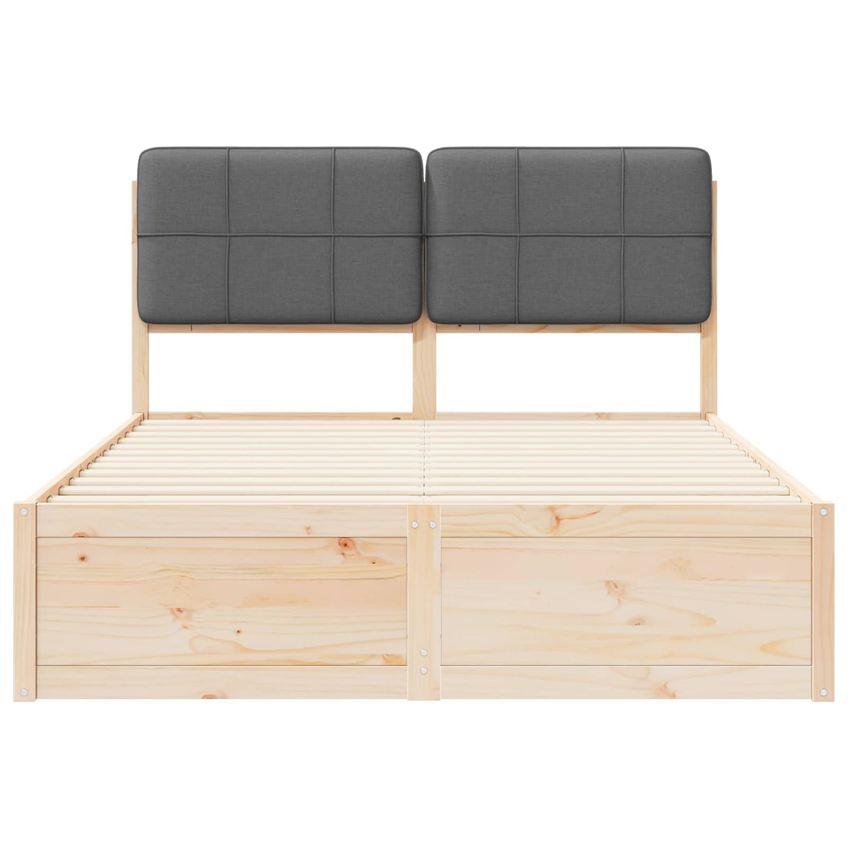 Bed Frame with Upholstered Headboard Dark Grey 135 x 190 cm