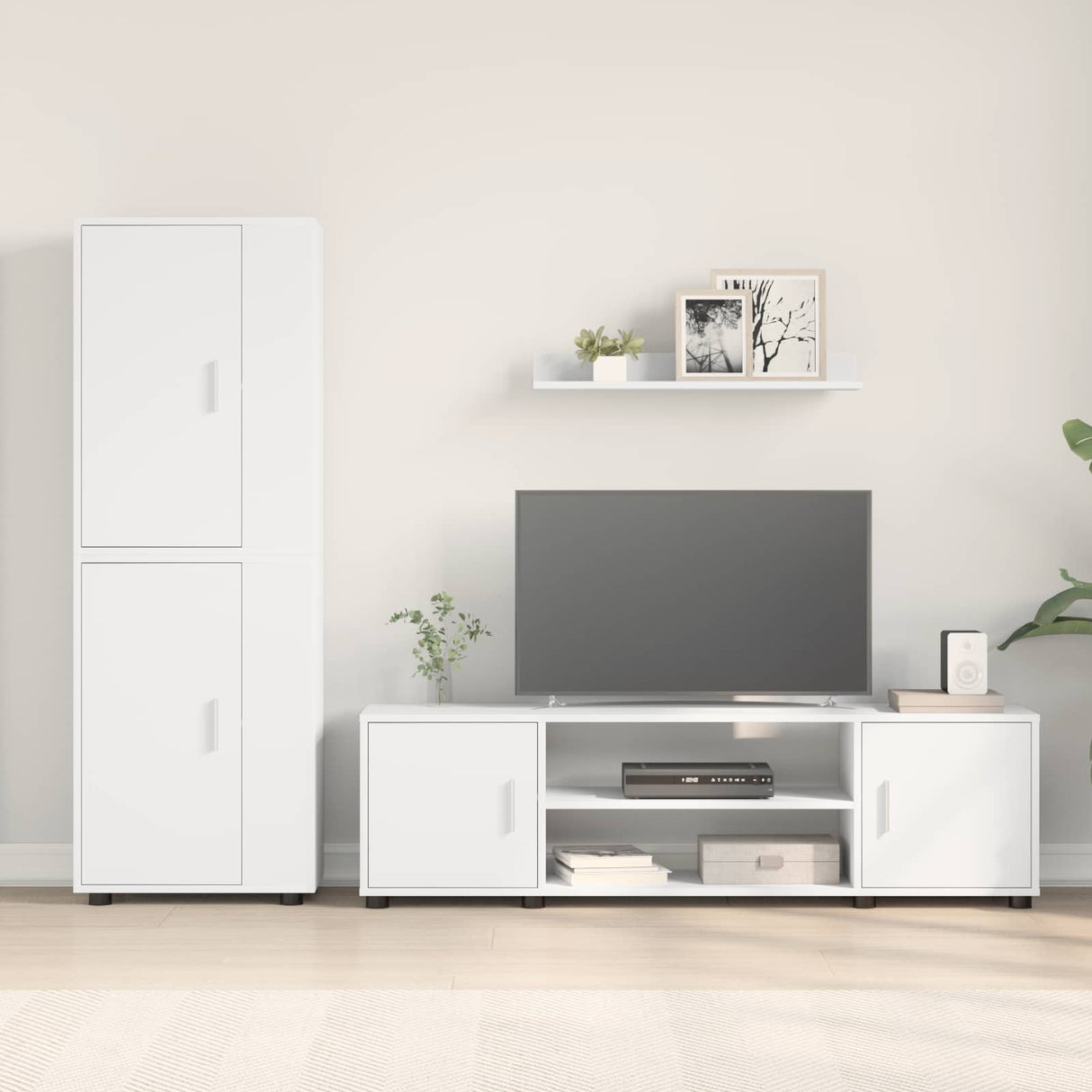 TV Cabinet Set White Engineered wood