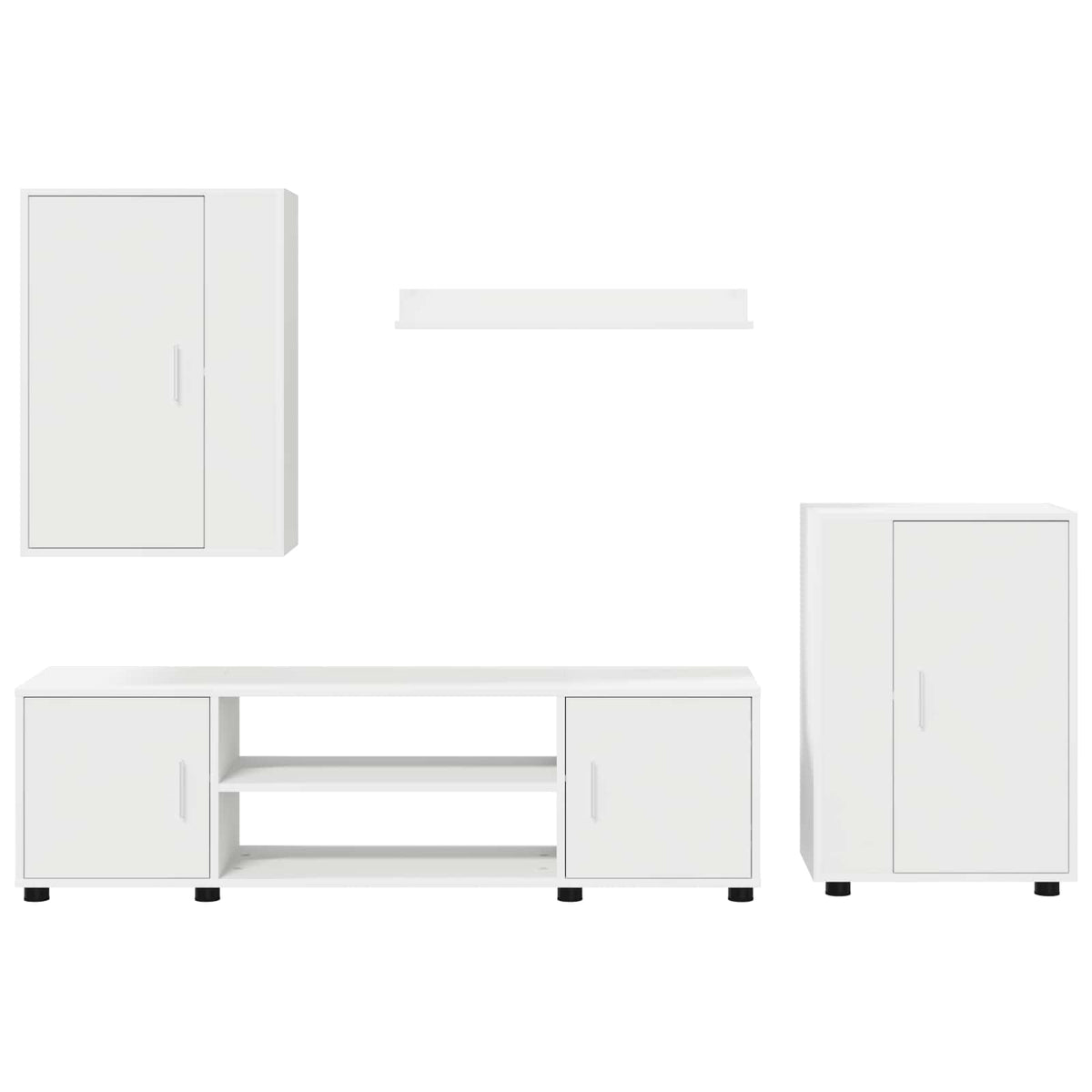 TV Cabinet Set White Engineered wood