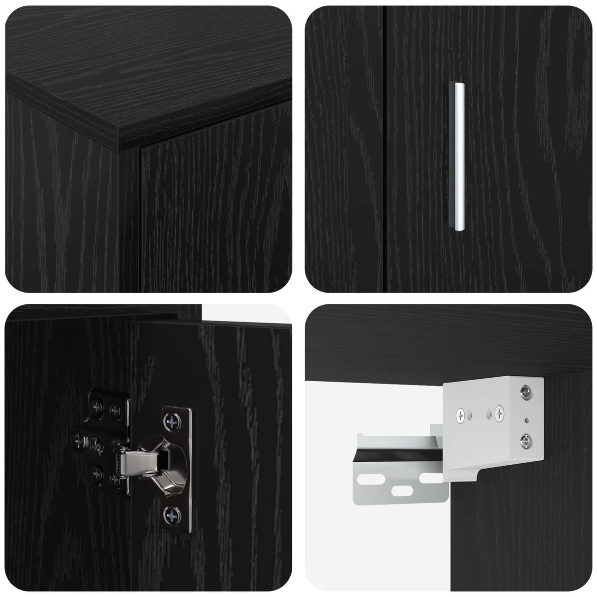 TV Cabinet Set Black Oak Engineered wood