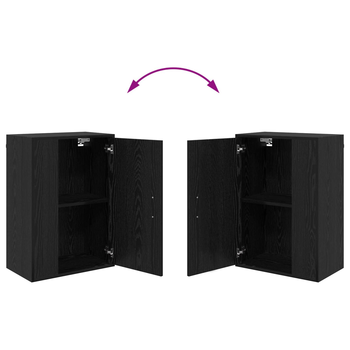 TV Cabinet Set Black Oak Engineered wood