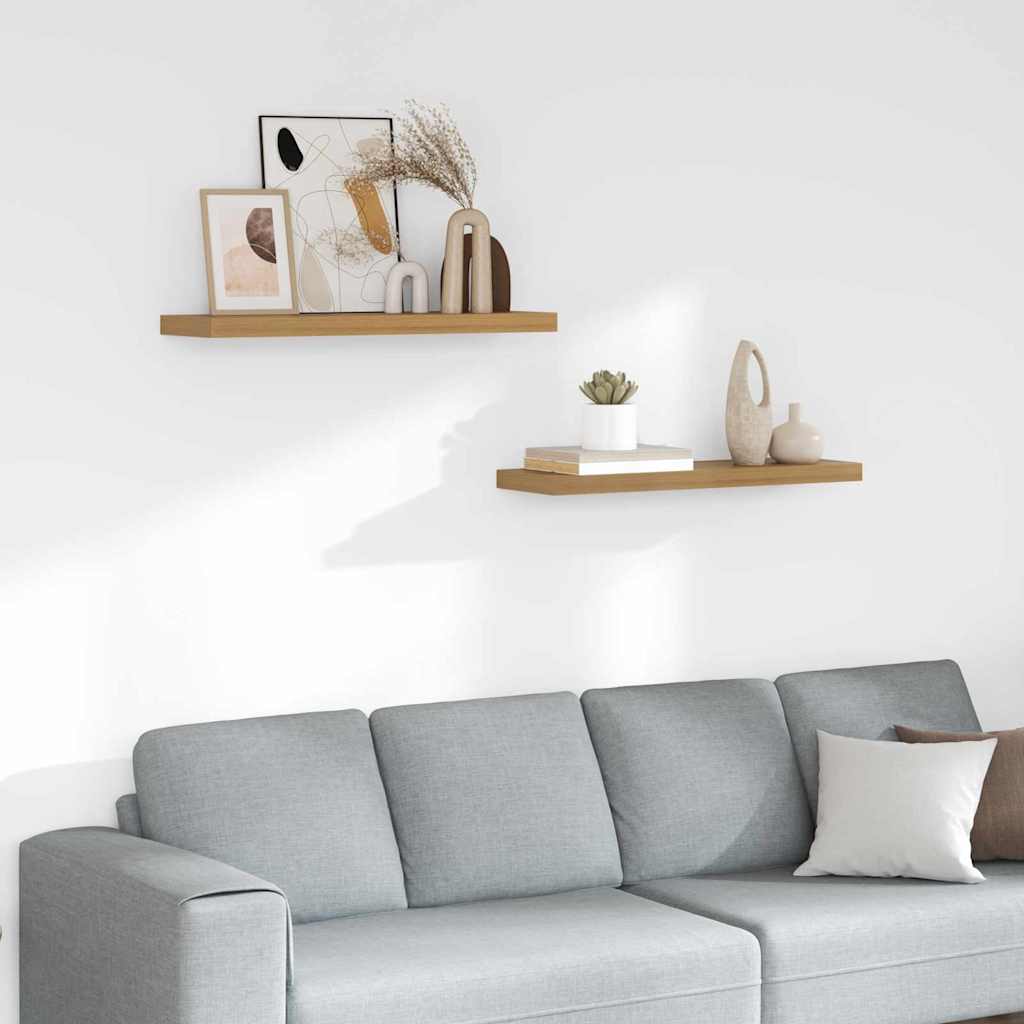 Wall Shelf 2 pcs Brown 90 x 23,5 x 3,8 cm Engineered Wood