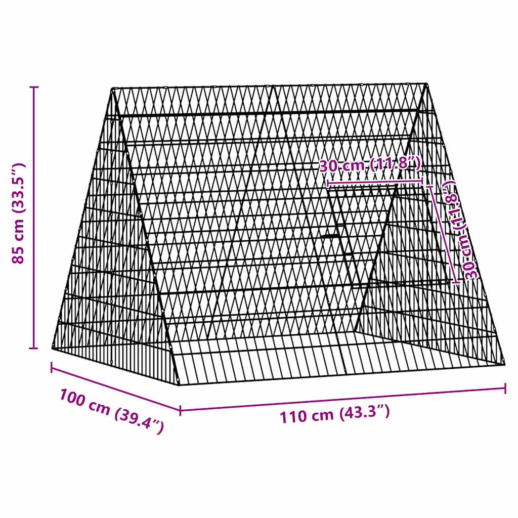 Rabbit Cage Silver 110 x 100 x 85 cm Galvanised Steel