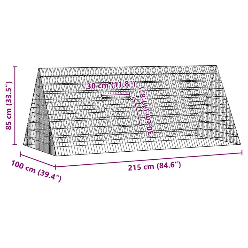 Rabbit Cage Silver 215 x 100 x 85 cm Galvanised Steel